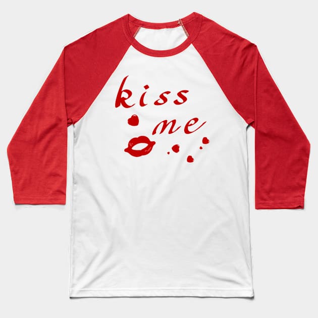 Kiss Me Hearts And Lips Baseball T-Shirt by Graffix